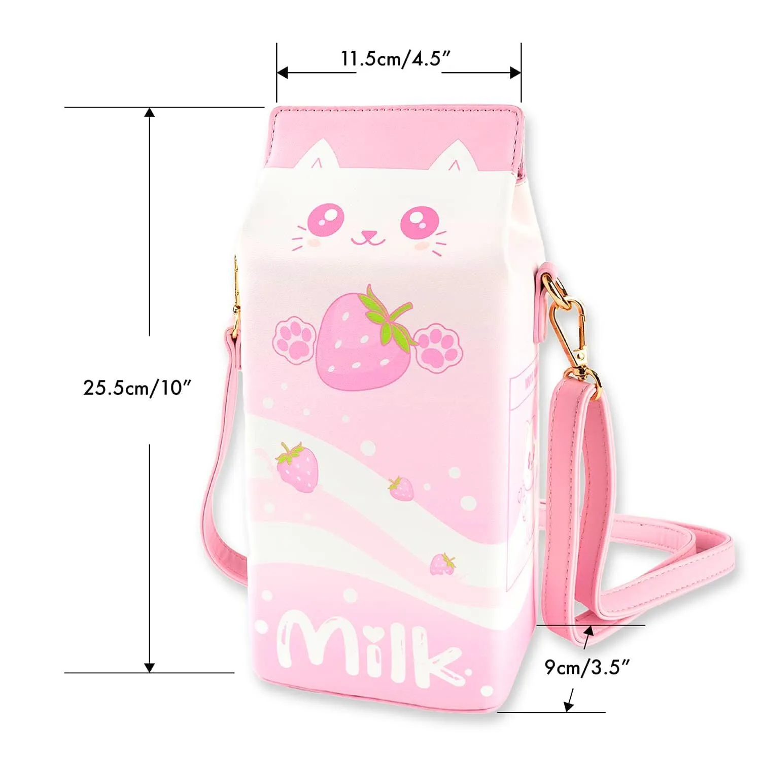 Strawberry Milk Cat Purse | Pink Kawaii Anime Crossbody Bag