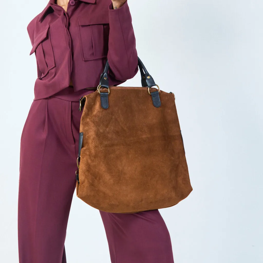 Suede slouchy handbag wholesale