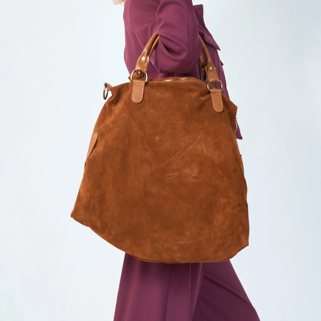 Suede slouchy handbag wholesale