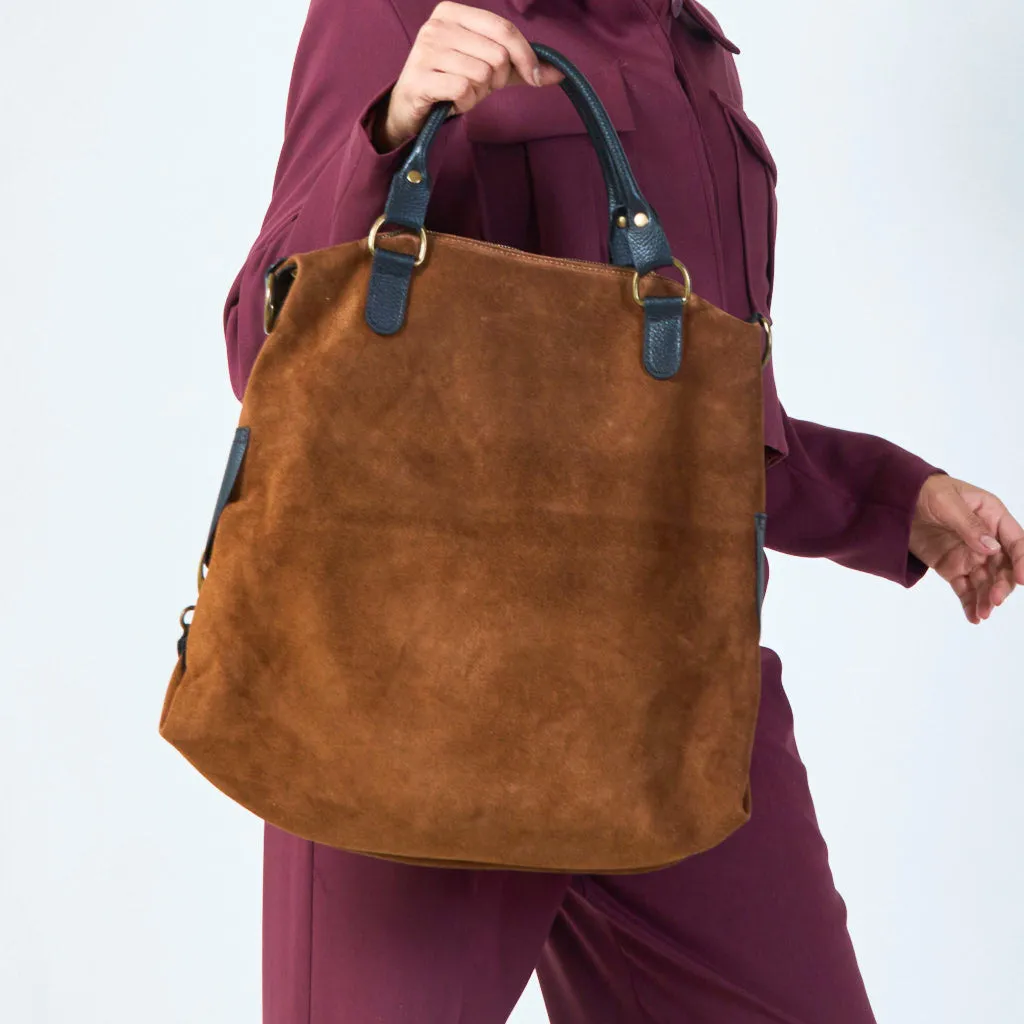 Suede slouchy handbag wholesale