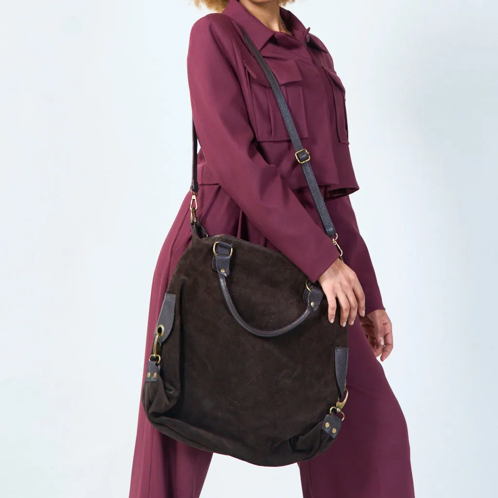 Suede slouchy handbag wholesale