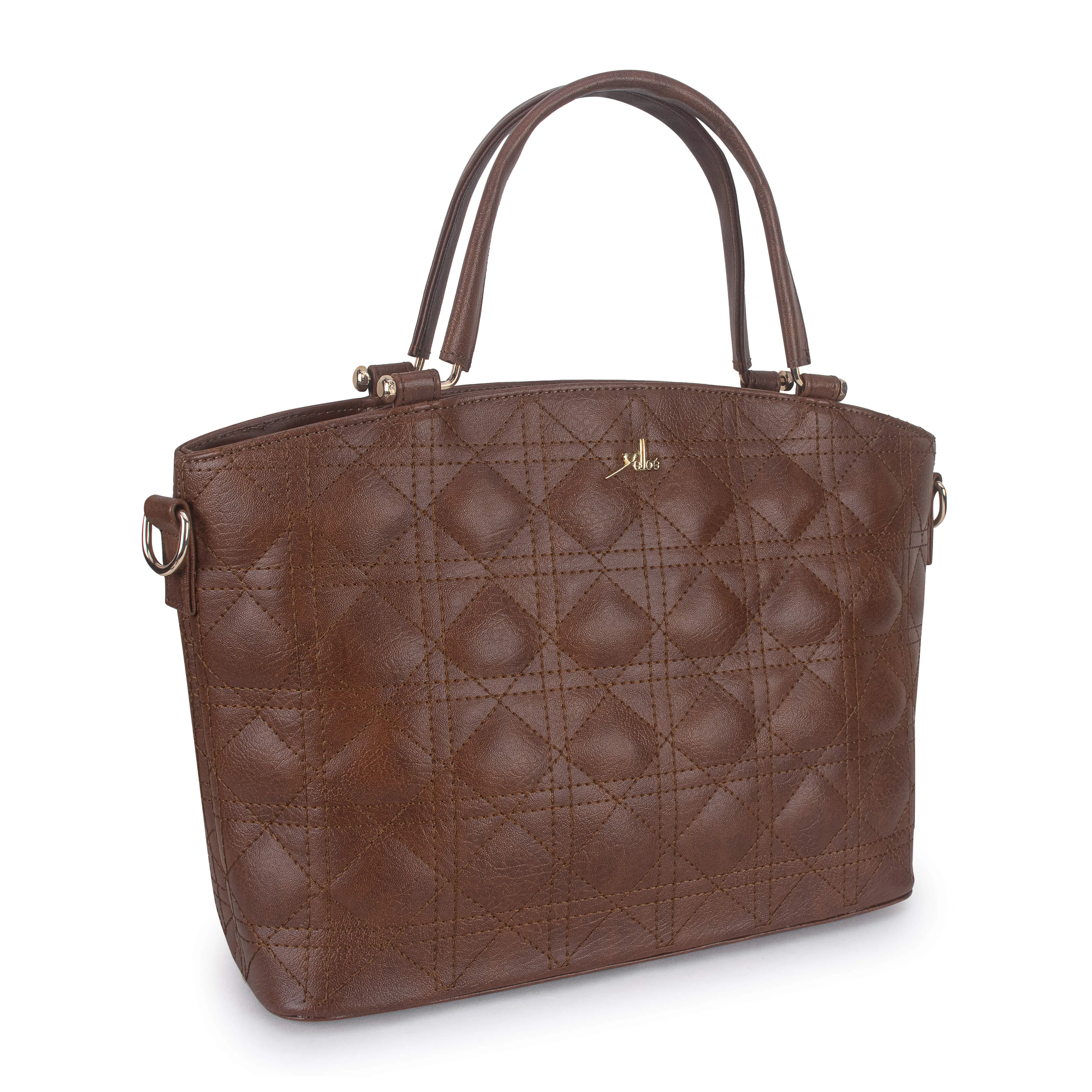 Tan Spacious Quilted Hand Bag