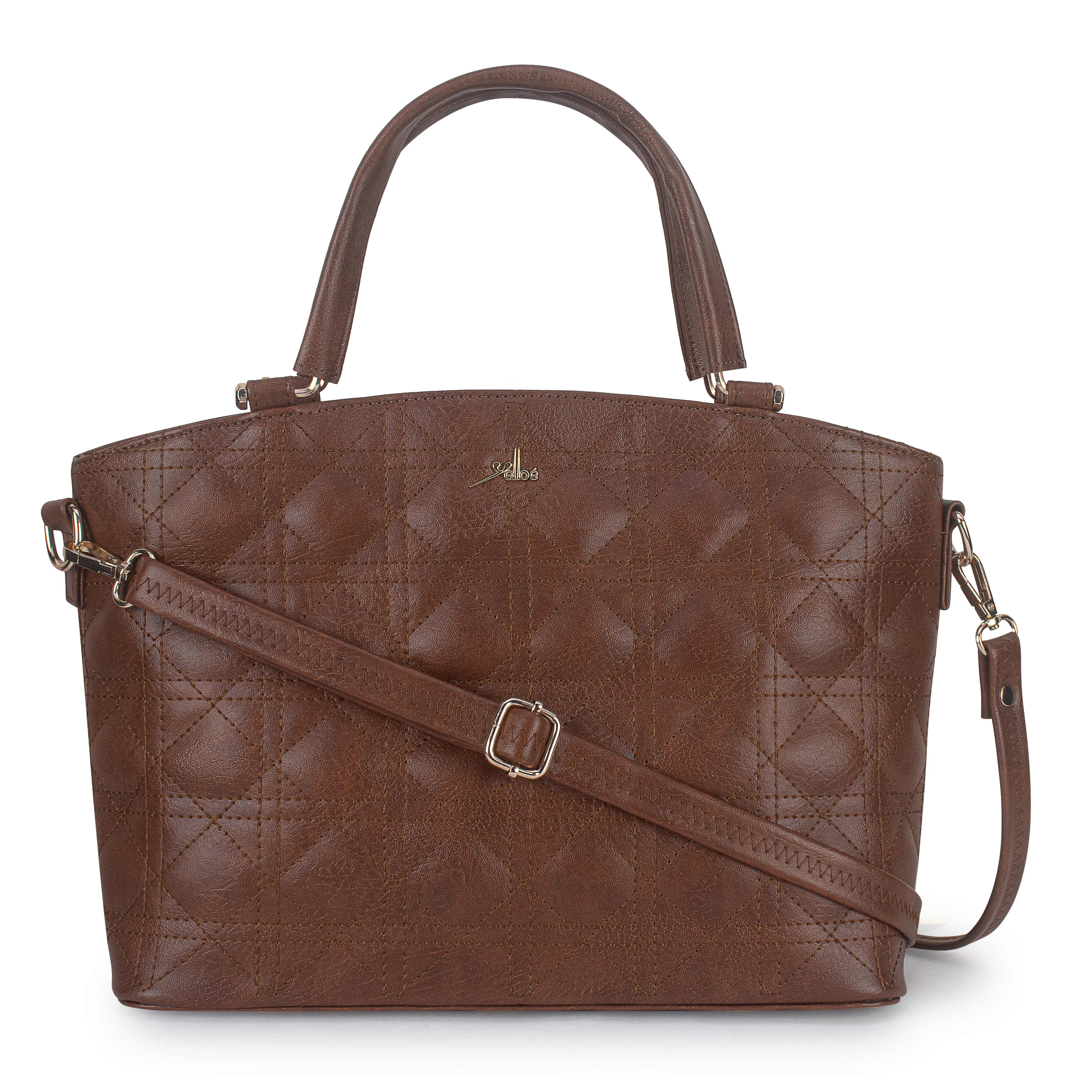 Tan Spacious Quilted Hand Bag