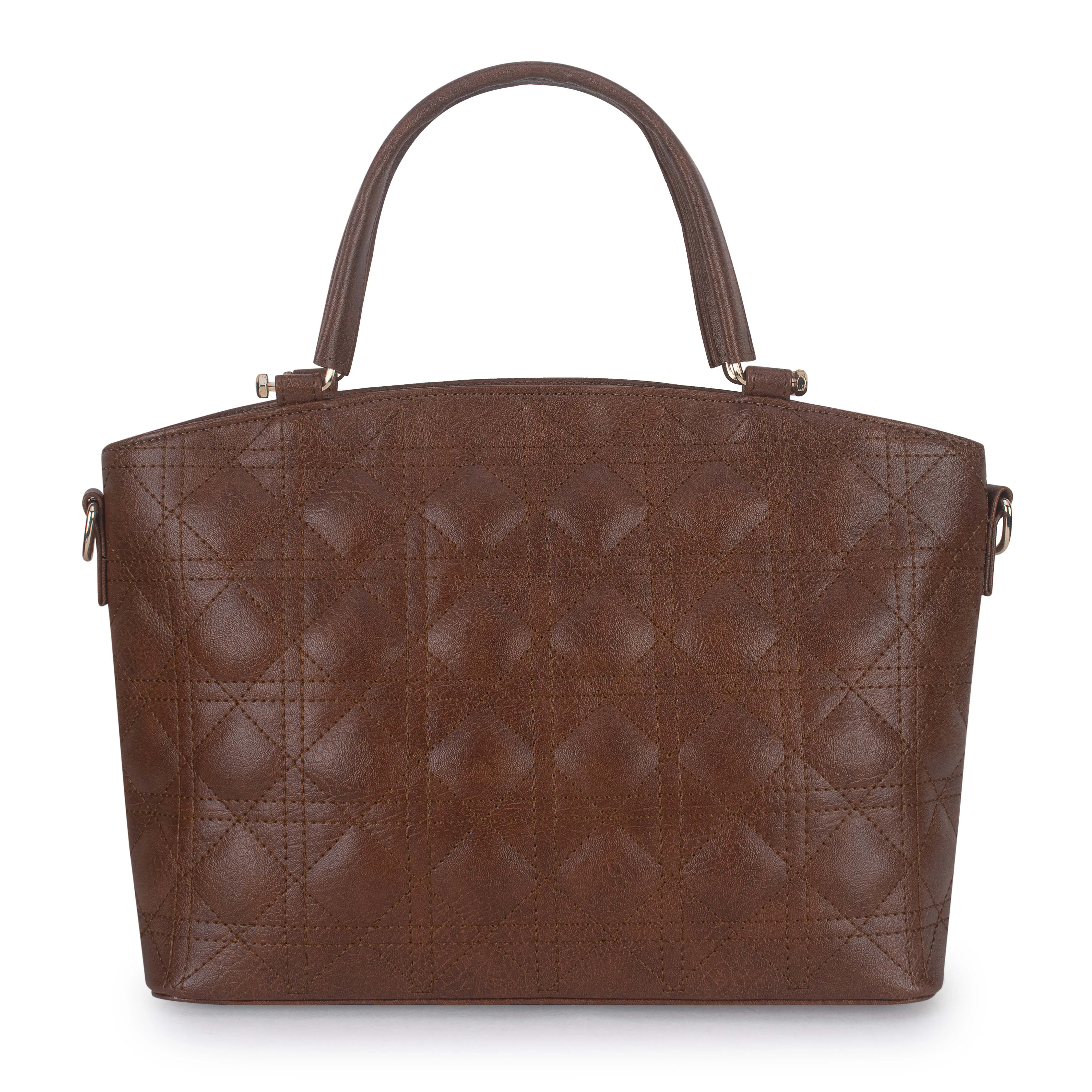 Tan Spacious Quilted Hand Bag