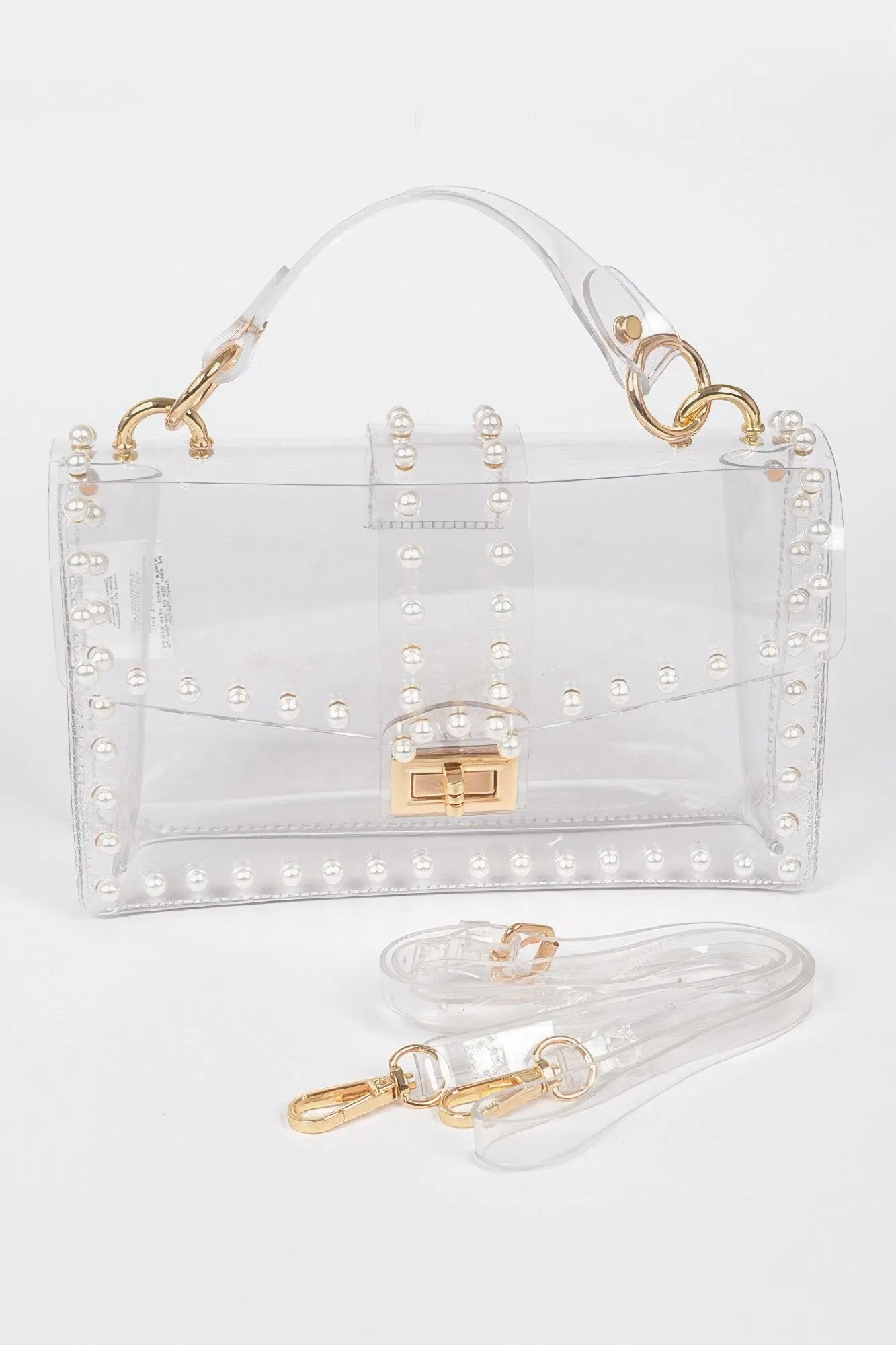 Transparent Clutch W/faux Pearl