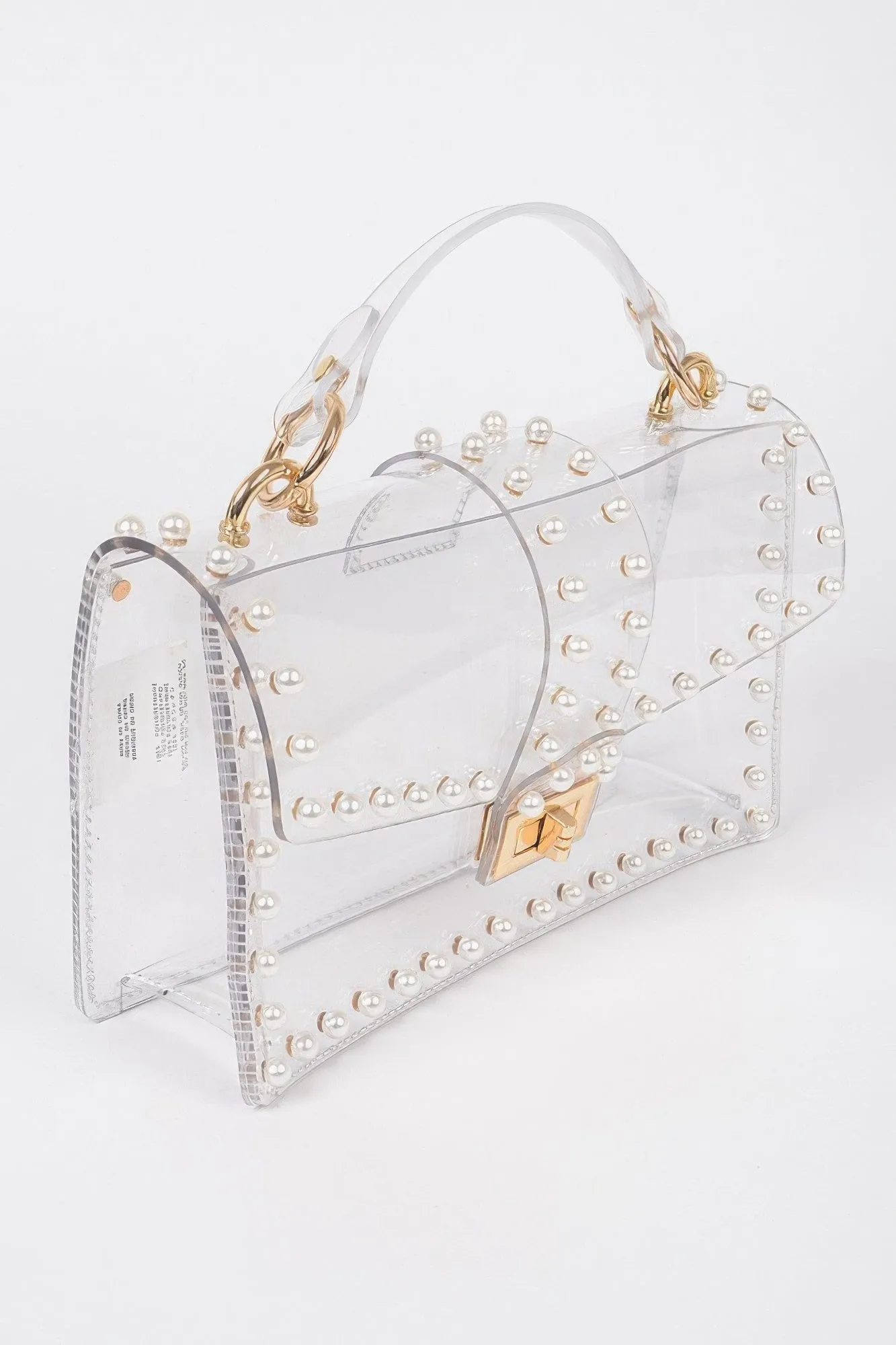 Transparent Clutch W/faux Pearl