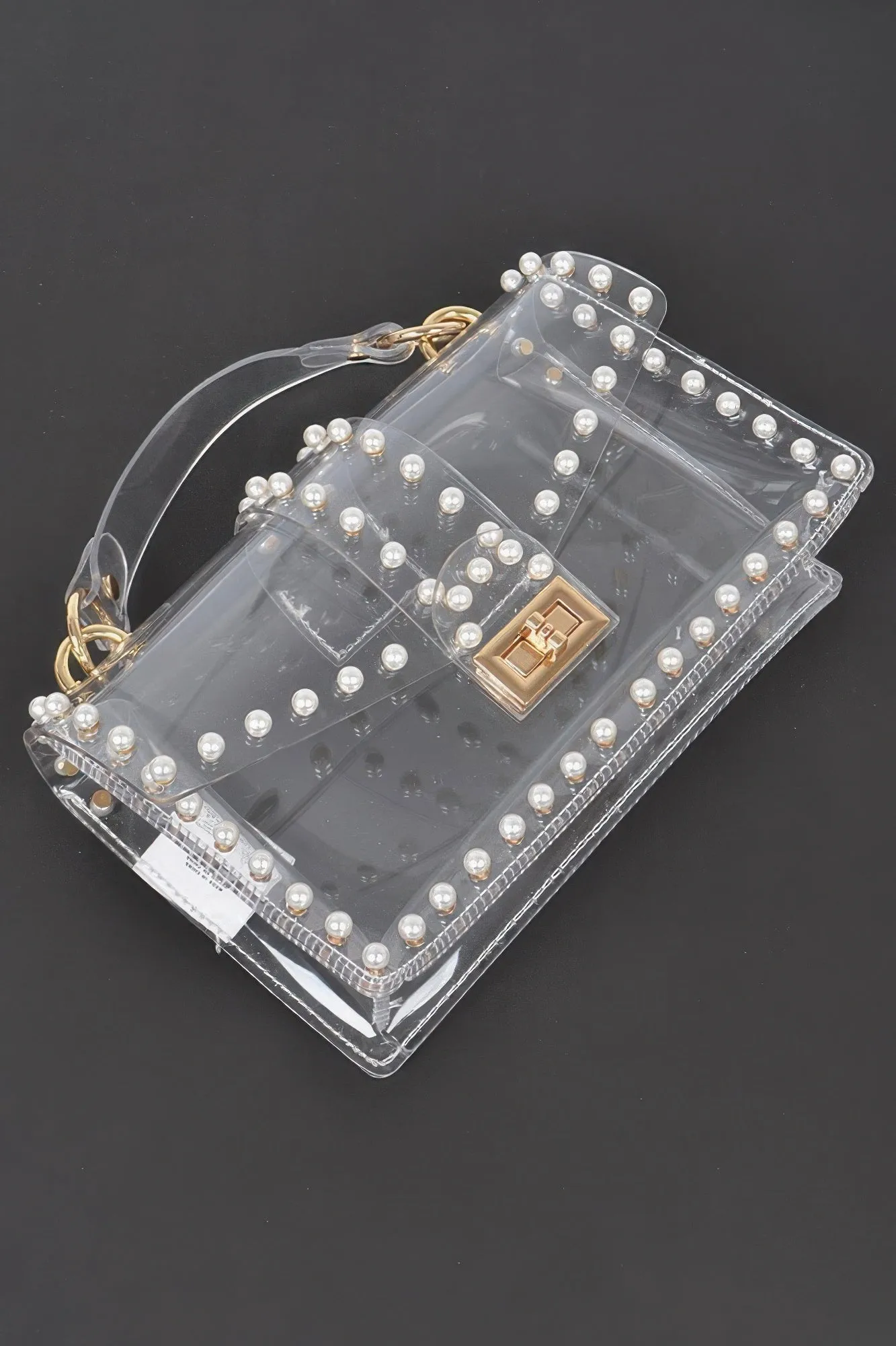 Transparent Clutch W/faux Pearl