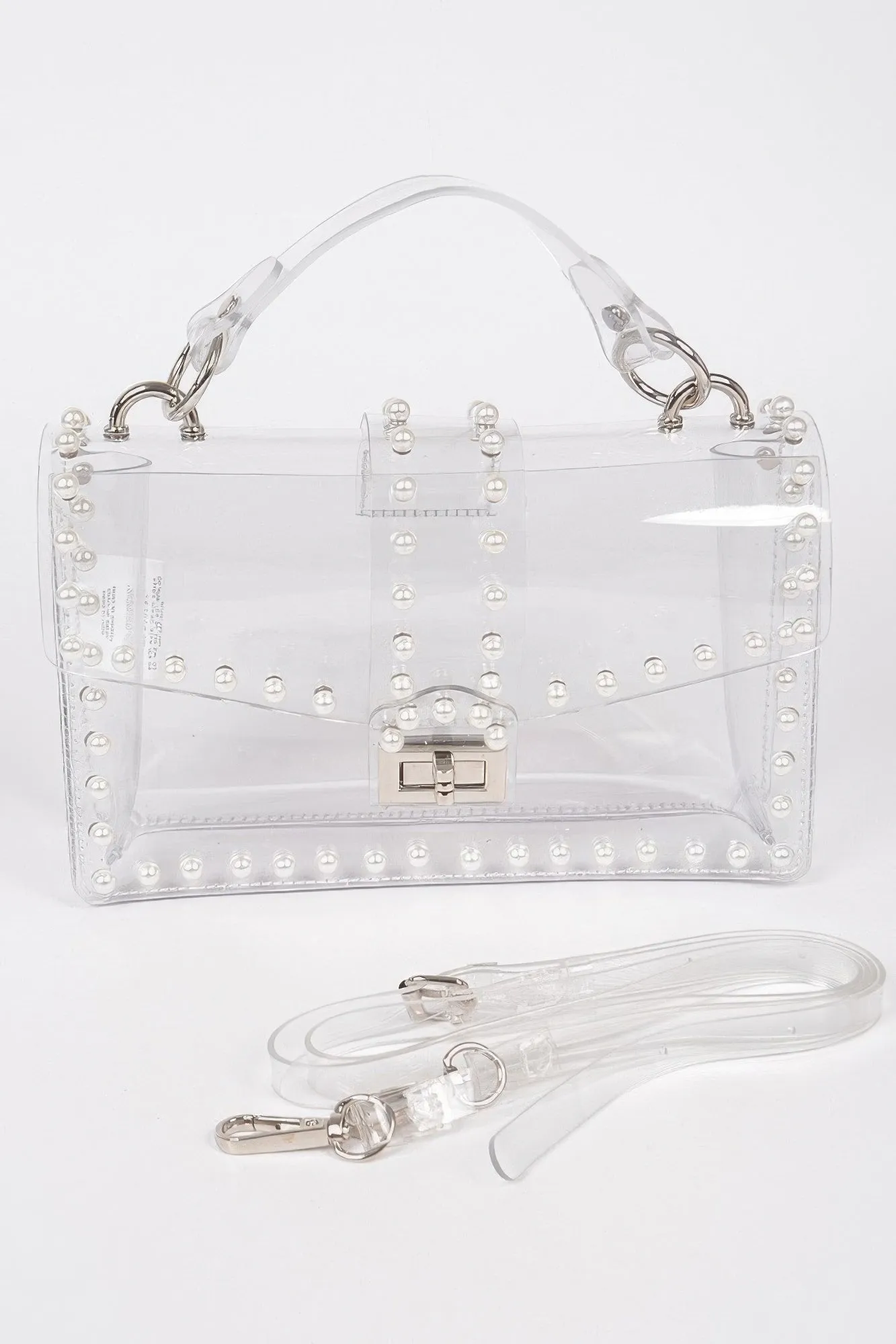 Transparent Clutch W/faux Pearl