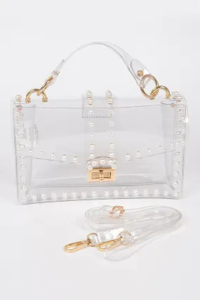 Transparent Clutch W/faux Pearl