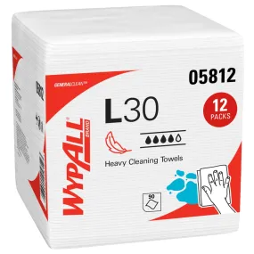 Wipers - WypAll® General Clean L30 Heavy Duty Cleaning Towels, 1/4 Fold (Case of 12 Packs), 05812