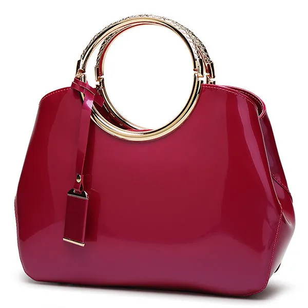 Women High Quality Patent Leather Elegant Handbag